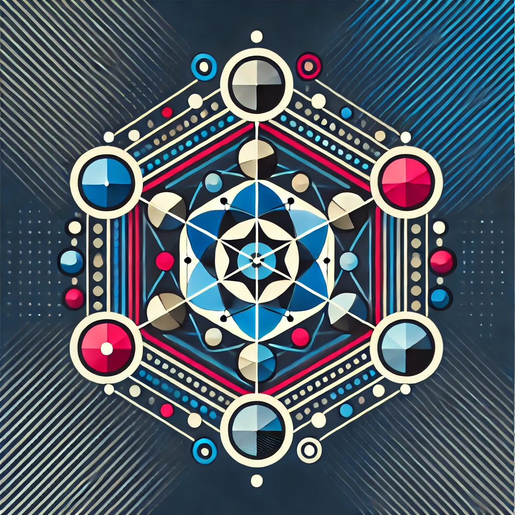 Visual representation of building authority and influence through consistent, valuable content, depicted with sacred geometry patterns symbolizing interconnected relationships and digital leverage.